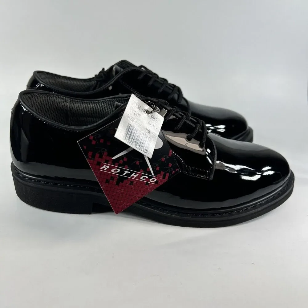 Rothco High Gloss Oxford Shoes Mens 10R Black Military Uniform Dress Shiny